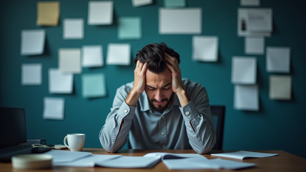 شخص يشعر بالإجهاد والتشتت مع ساعة تظهر تسارع الوقت، يعكس تحديات التركيز الشائعة
