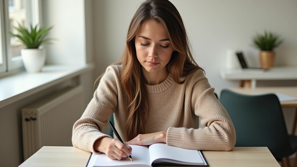 شخص يكتب على دفتر ملاحظات بجانب ساعة يد وقلم